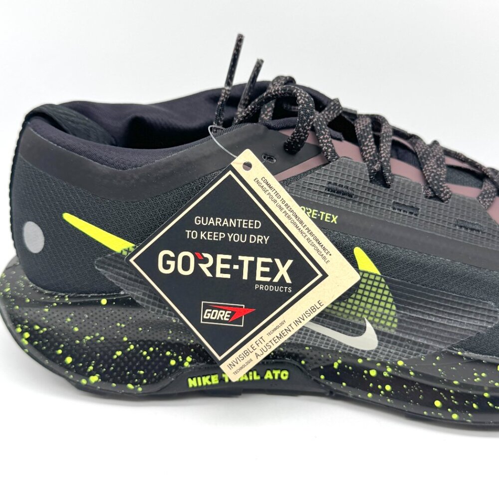 Nike Mens Pegasus Trail 5 GTX Black Volt Shoes Sz 10.5 New Outdoors FQ0908-014 - Picture 2 of 12